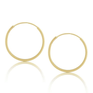 0.70 Diameter Women's 14k Yellow Gold 2mm Wide Classic Endless Hoop Earrings 0.70 Diameter Women's 14k Yellow Gold 2mm Wide Classic Endless Hoop Earrings
